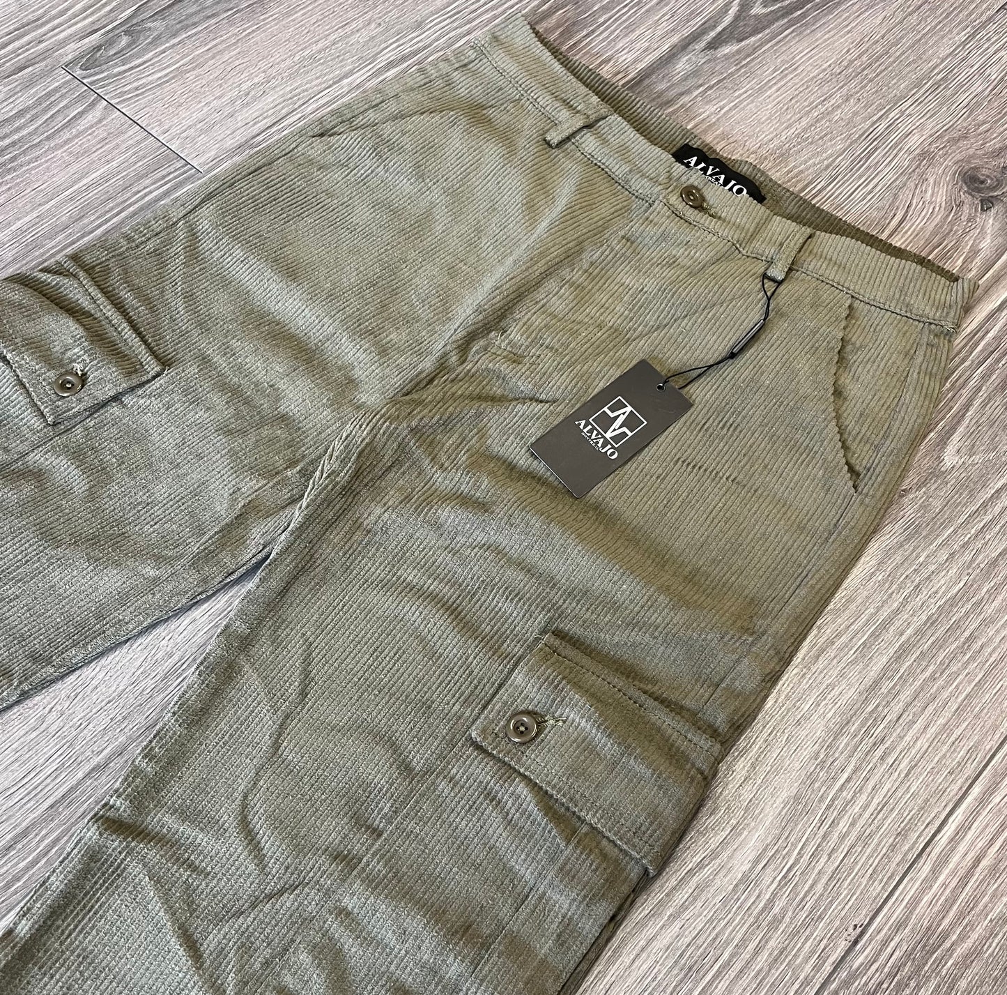 Olive Corduroy Baggy Cargos