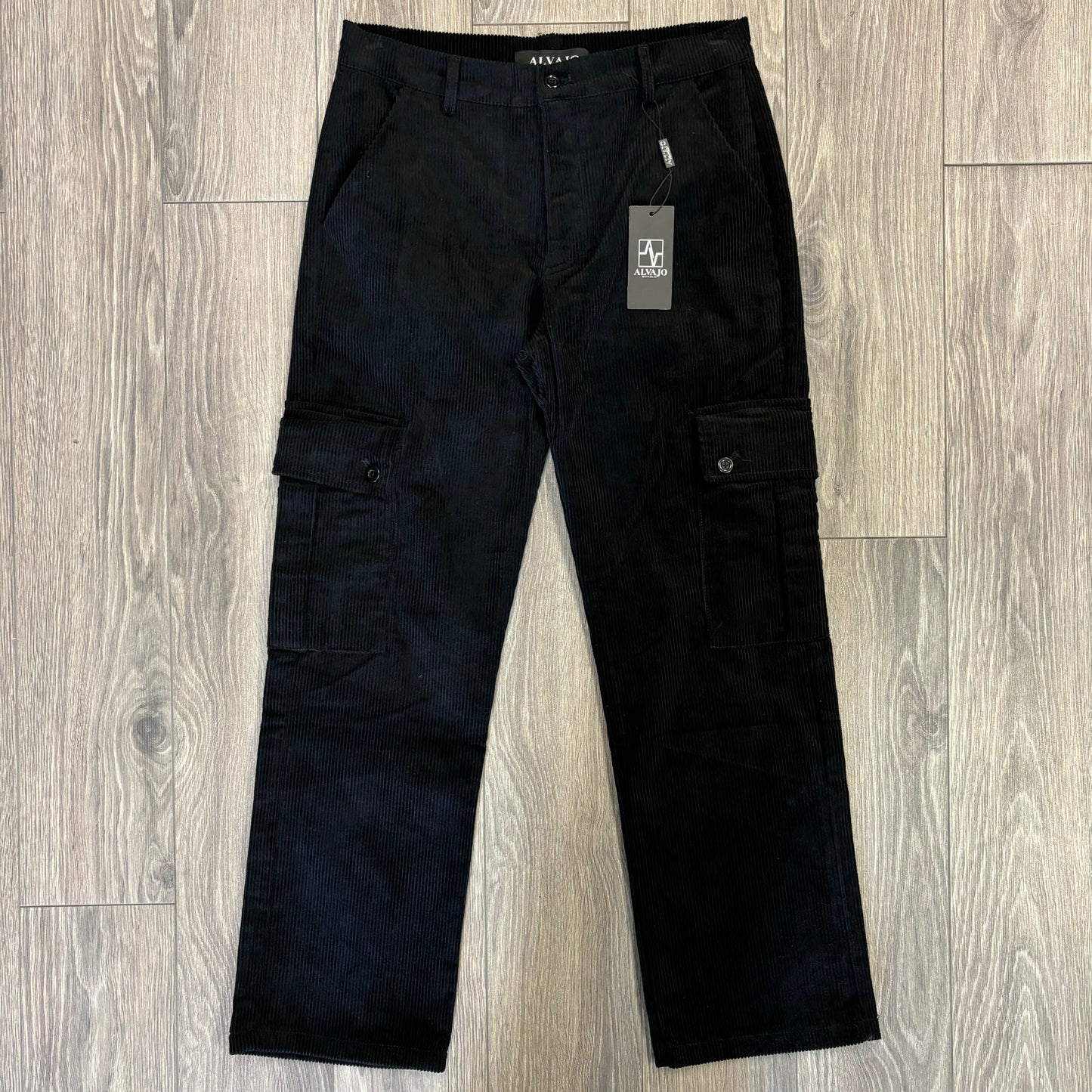 Black Corduroy Baggy Cargos