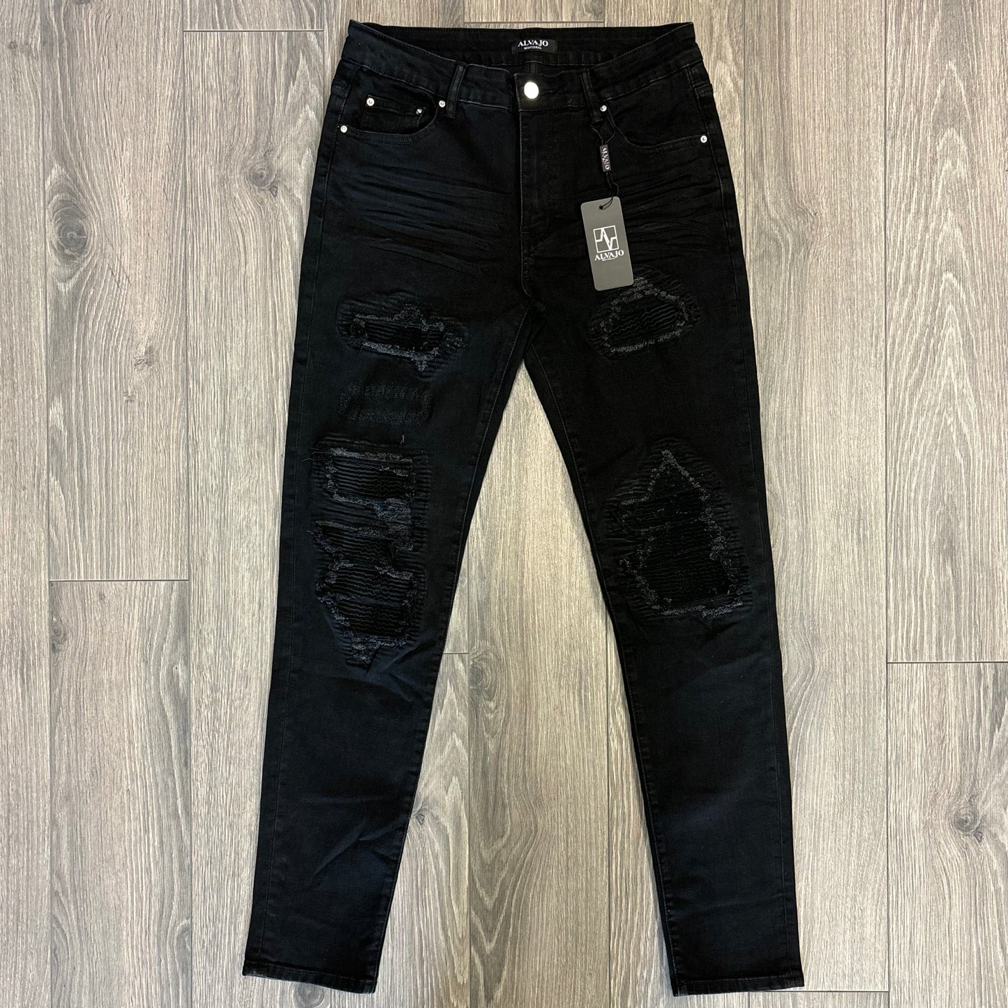 Distressed Jet Black Denim