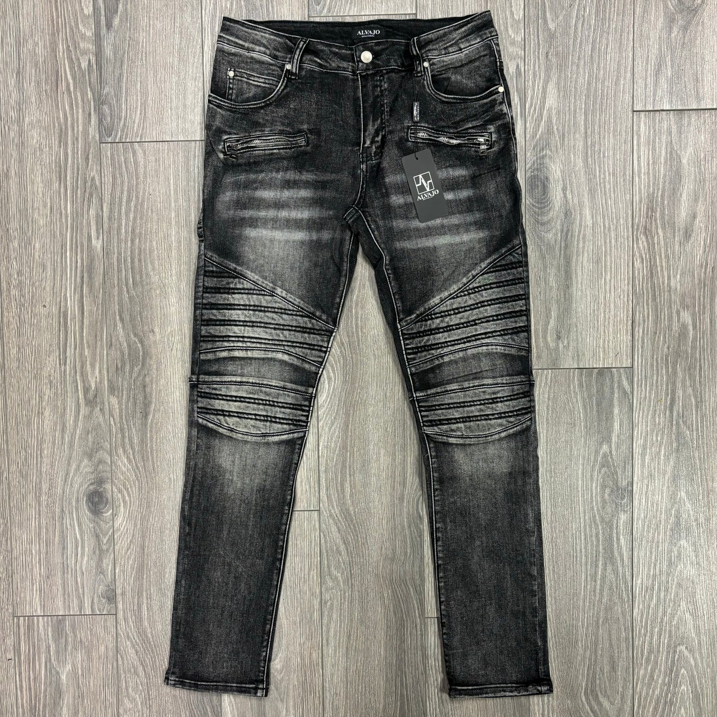 Dark Grey Biker Denim
