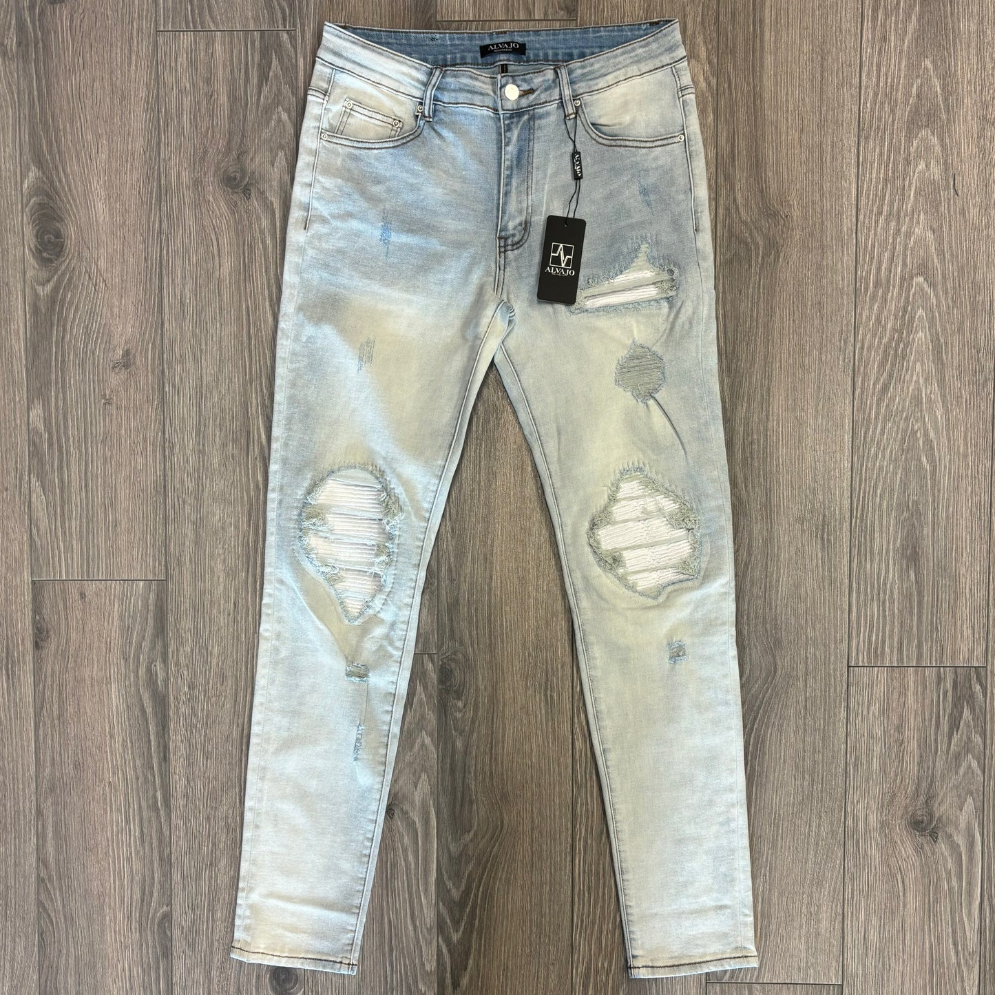 Distressed Sky Blue Denim