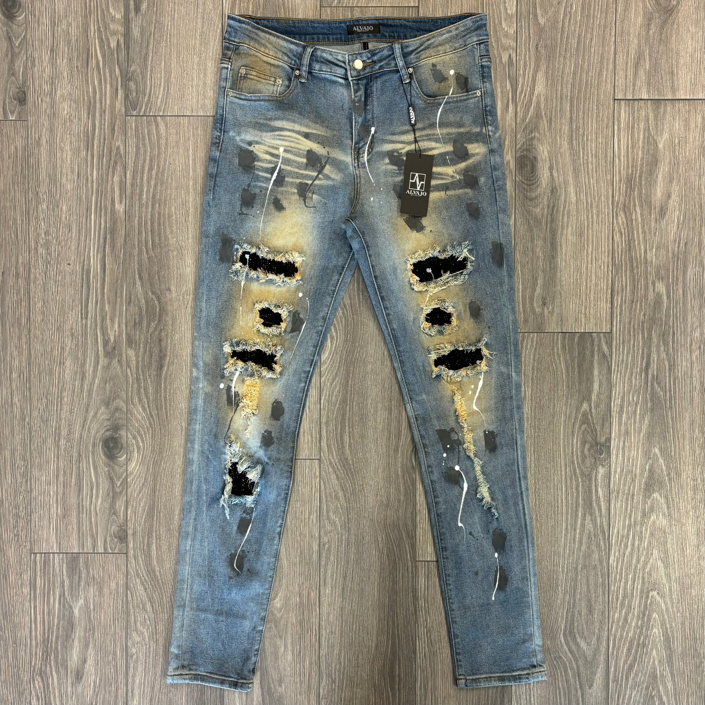 Distressed Paint Drip denim