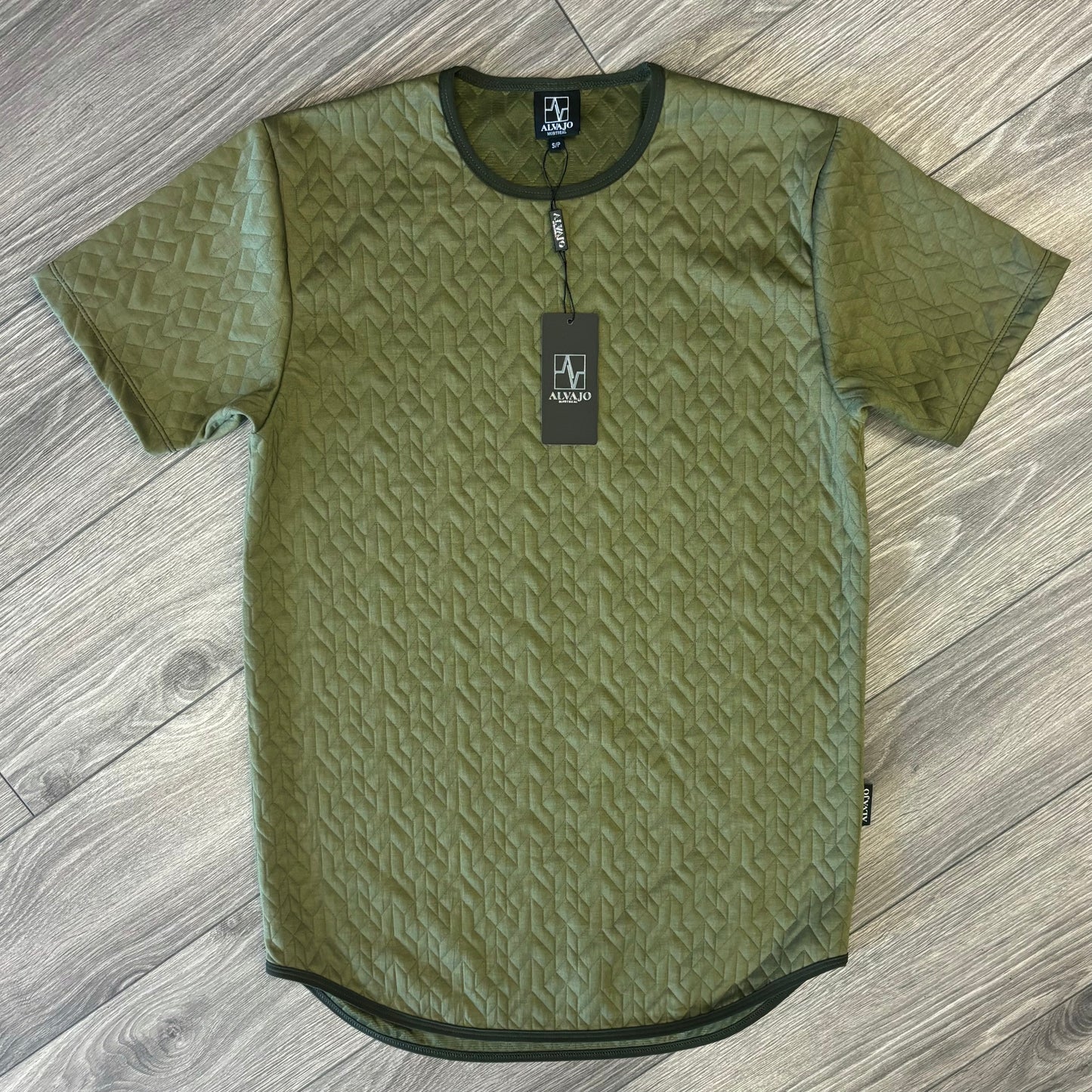Geometric Olive Quilt Tee
