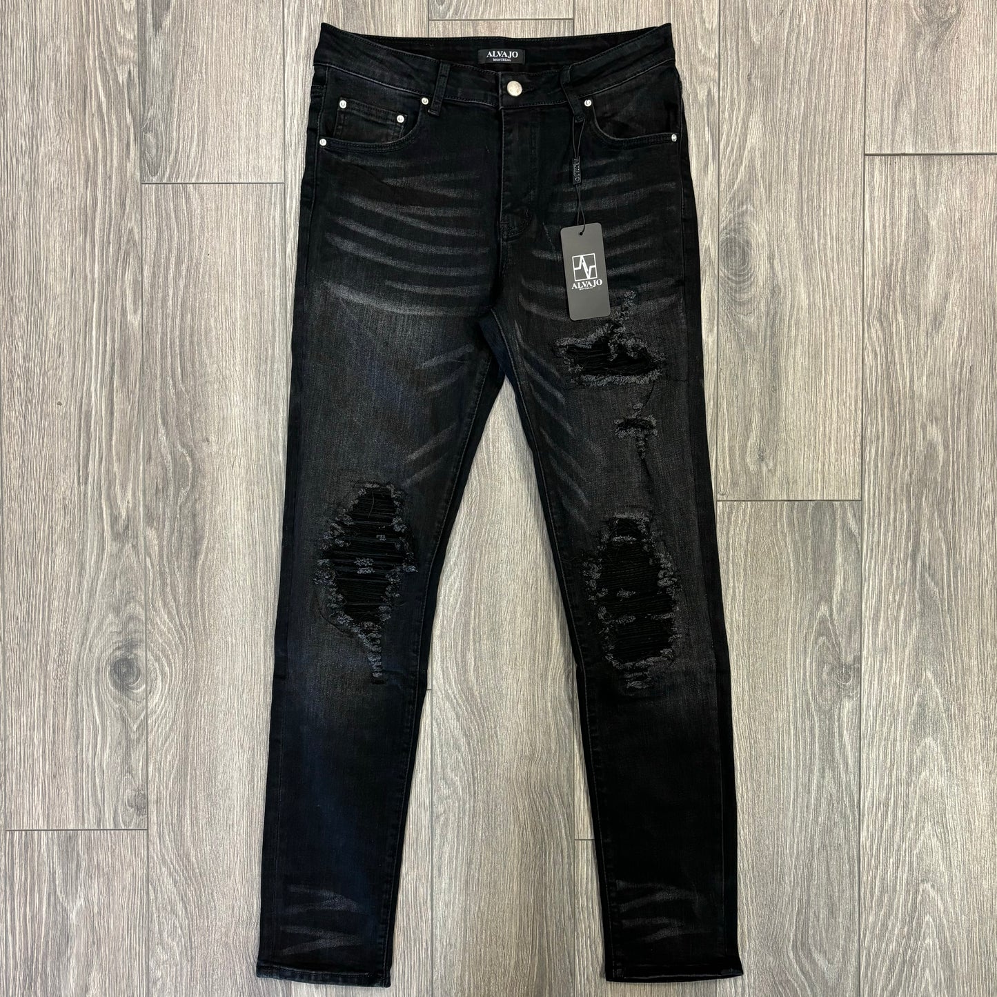 Distressed Black Vintage Denim