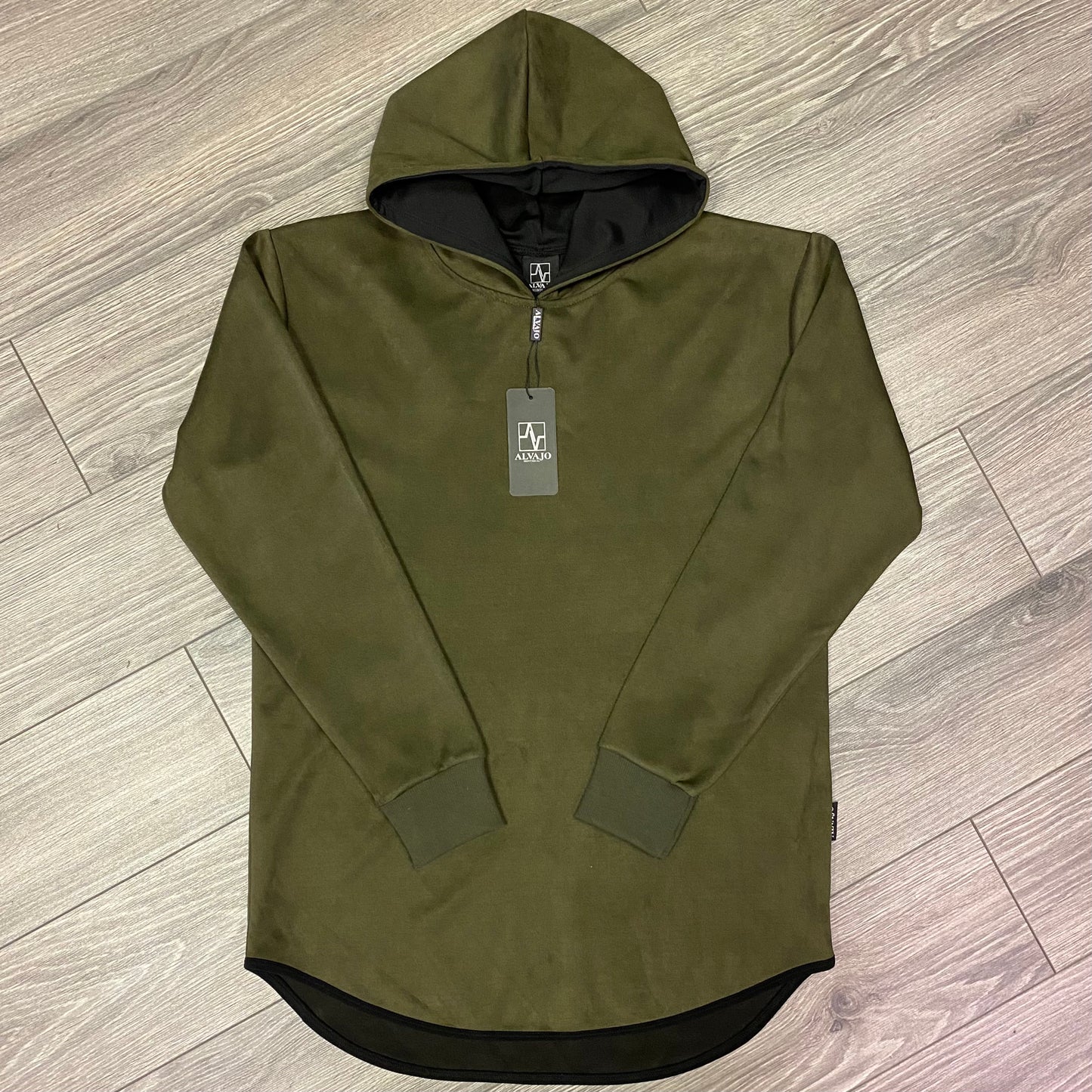 Olive Green Suede Hoodie