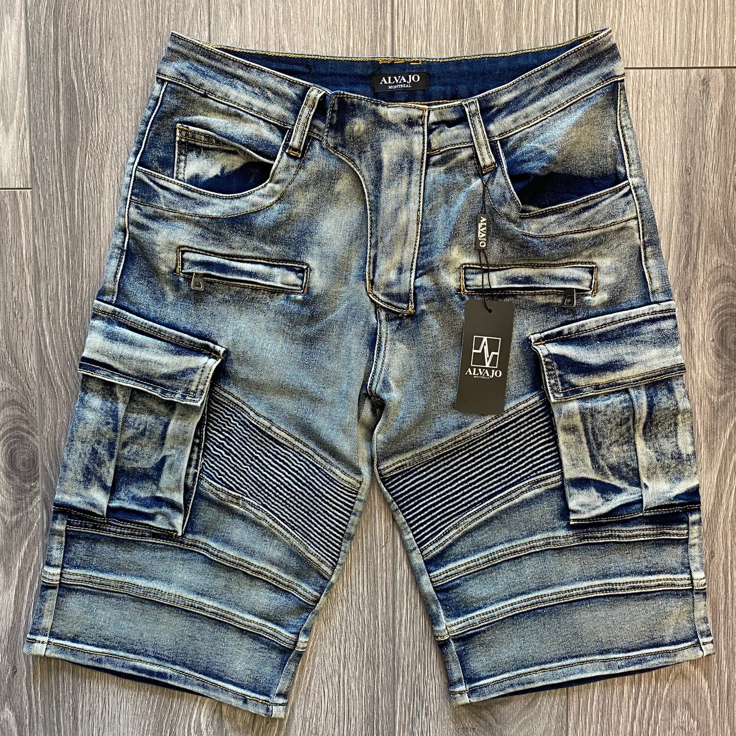 Blue Wash Biker Shorts