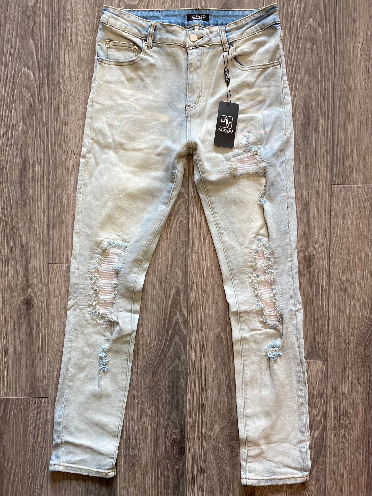 Distressed Sky Blue Denim