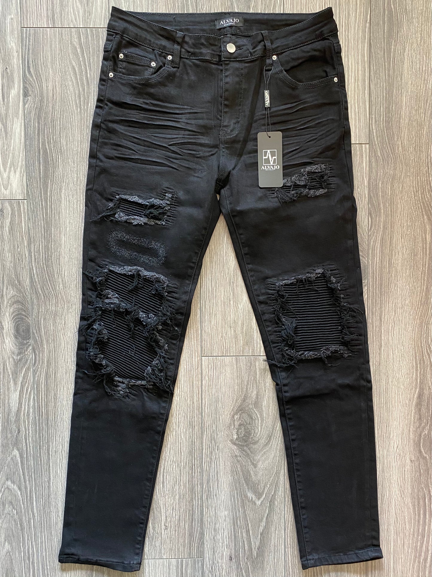 Distressed Jet Black Denim