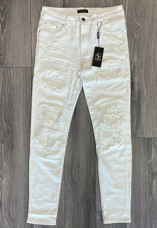 Distressed White Denim