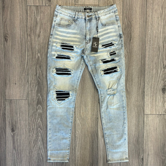Distressed Sky Blue Denim