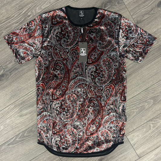 Velvet Red Paisley Tee