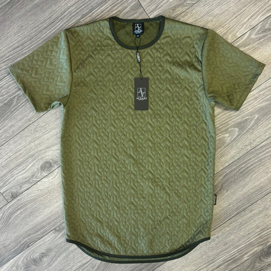 Geometric Olive Quilt Tee