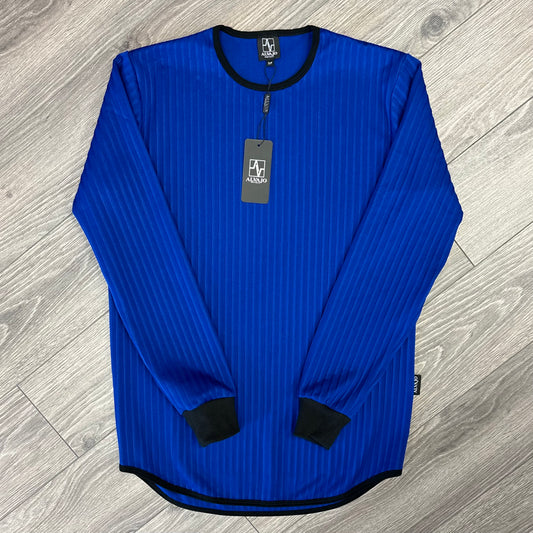 Blue Striped Down Crew