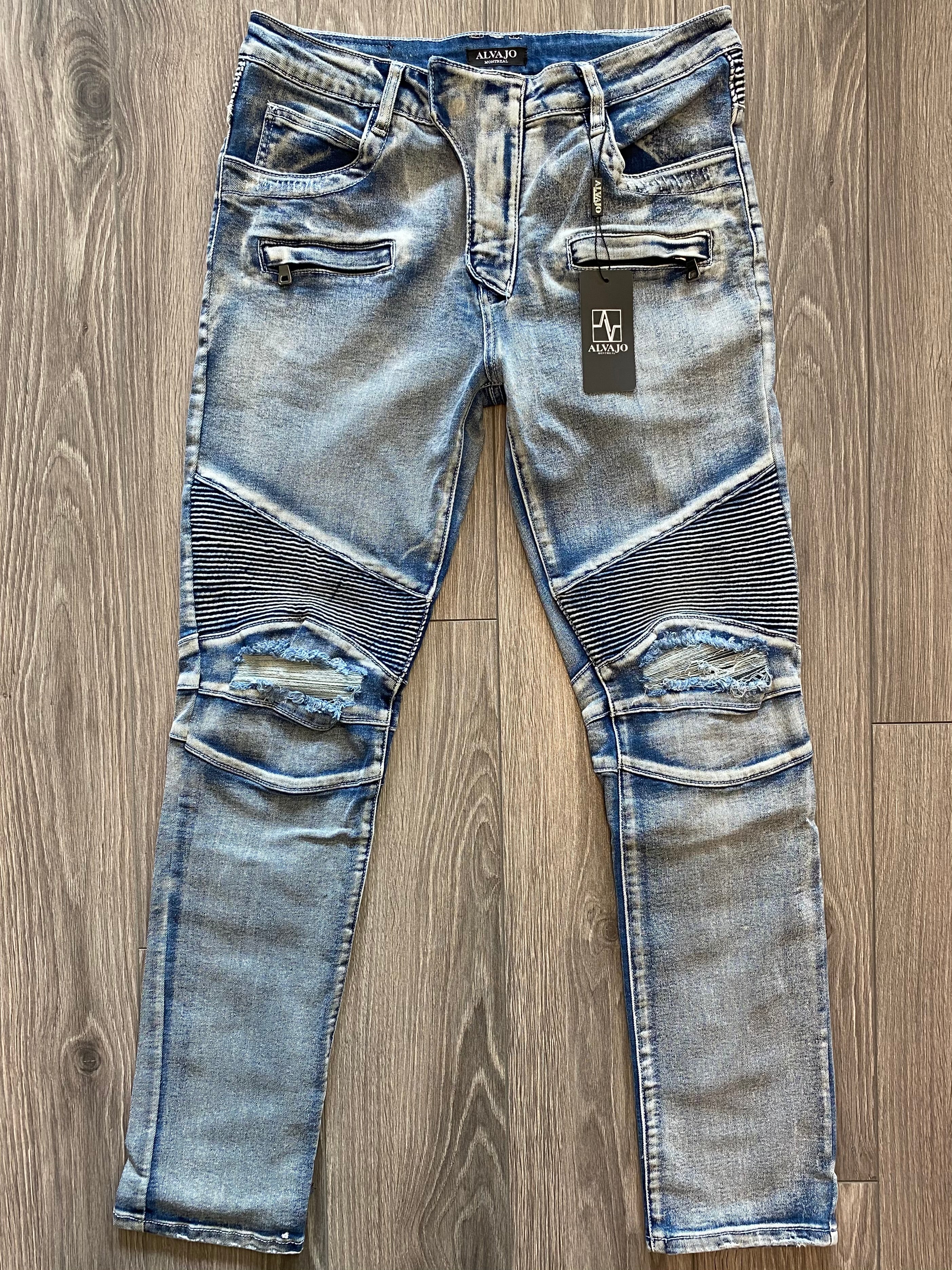 Distressed biker clearance jeans