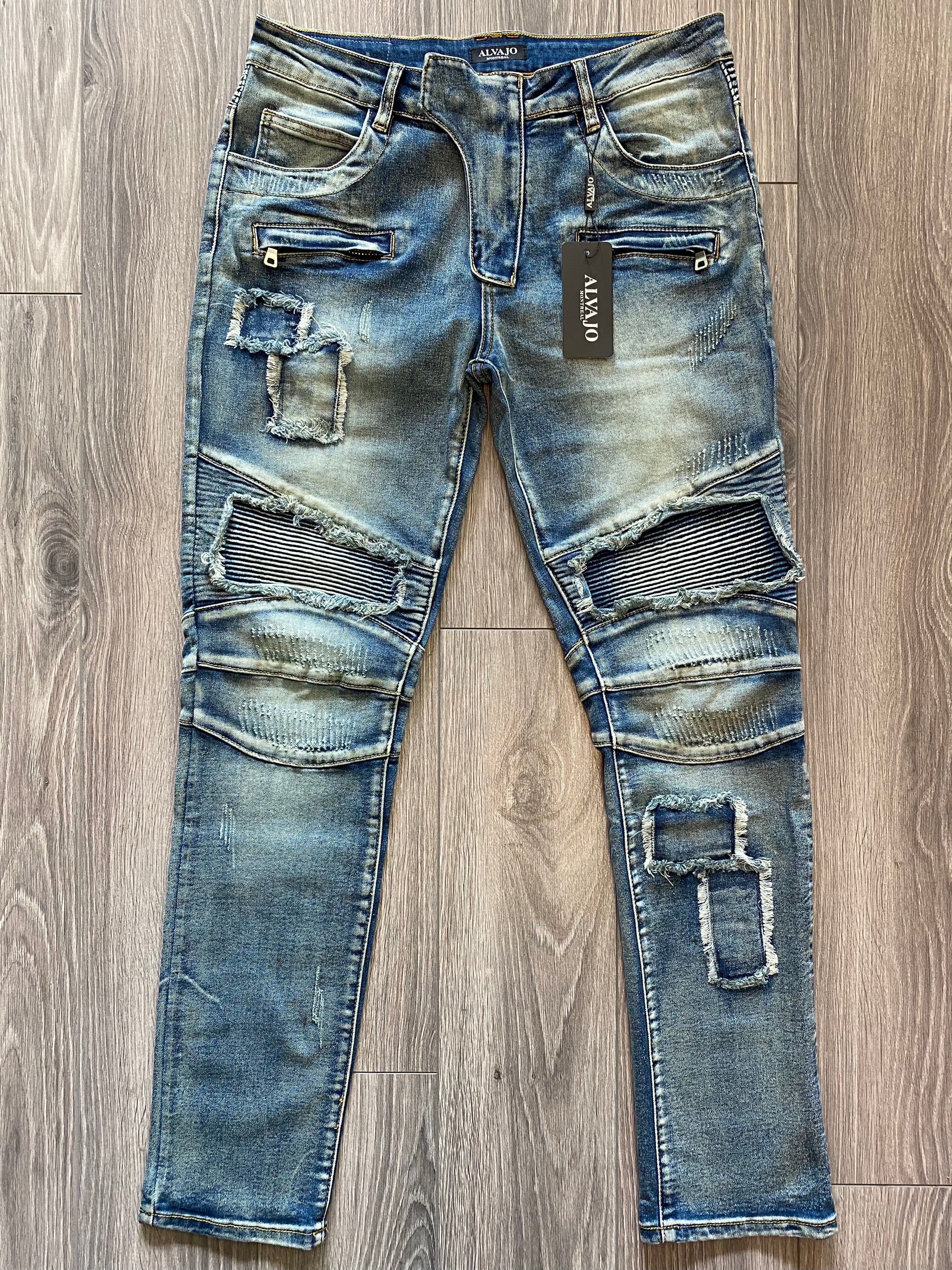 Distressed biker jeans on sale mens